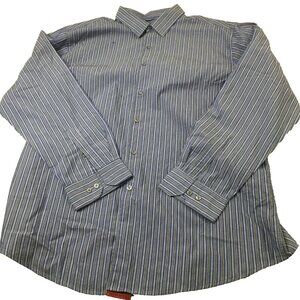 Alfani Blue Stripe Button Down Shirt Men’s Extra Large Fitted Stretch